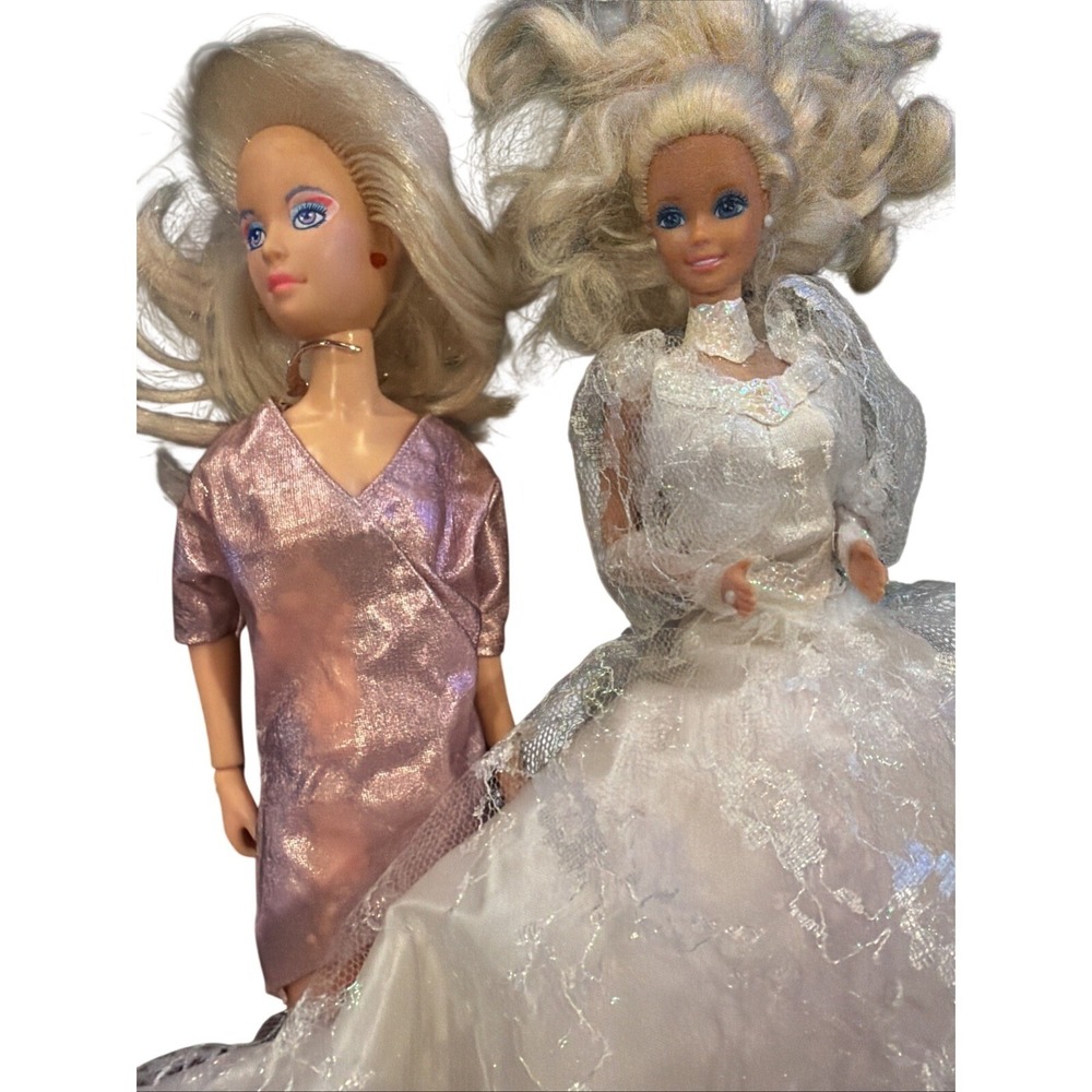 Vintage 1980s Doll Lot 1985 Hasbro Jem Jerrica & 1989 Wedding Fantasy Barbie